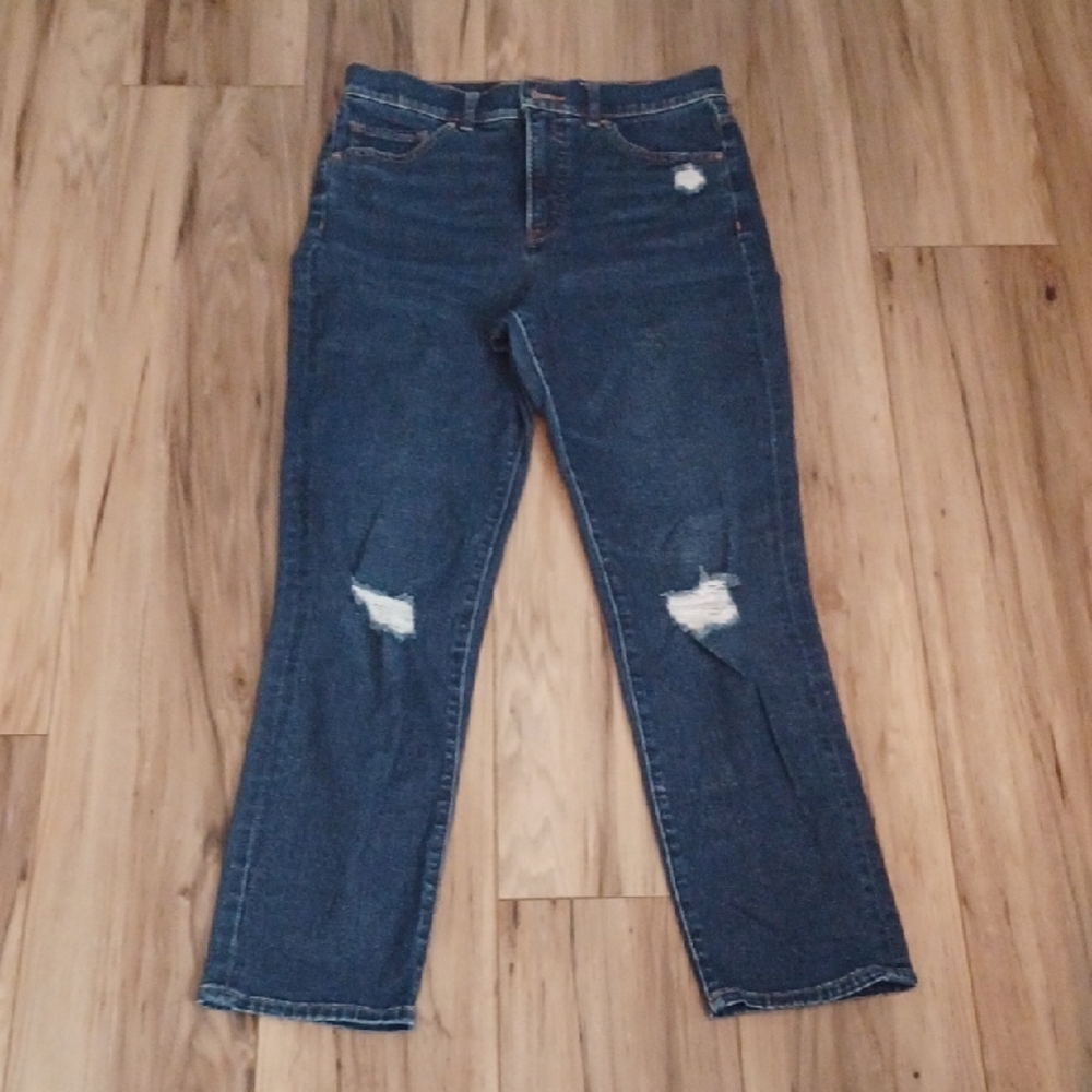 J1 - Express Blue Distressed Straight Leg Jeans